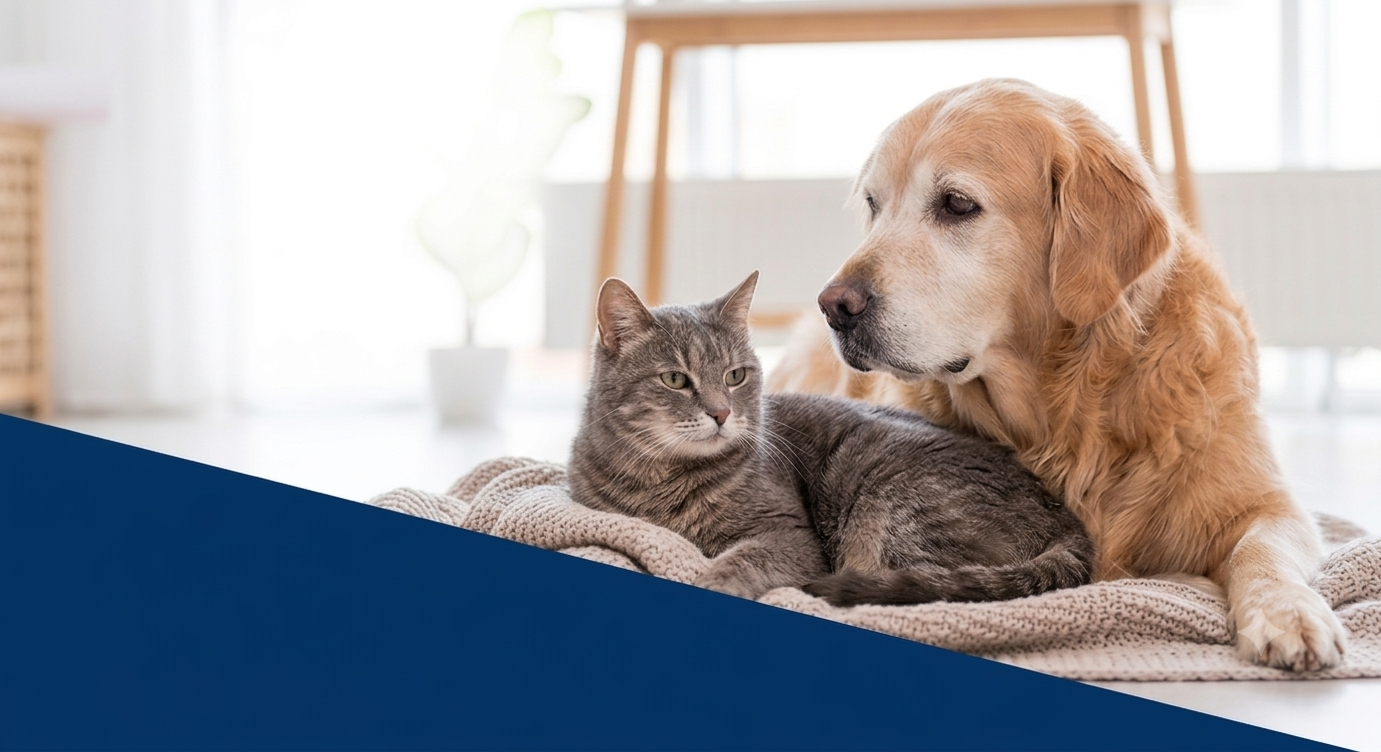 Cão e gato idoso.